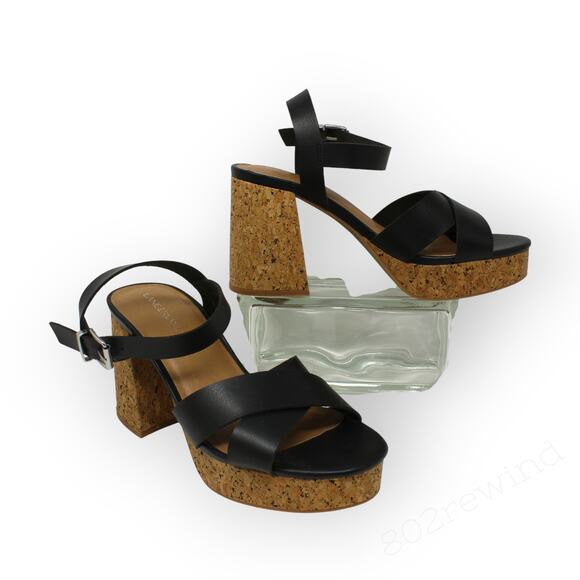 8.5Wide LaneBryant Dream Cloud Cross-Front Platform Sandal Block Heel Cork - Picture 8 of 8